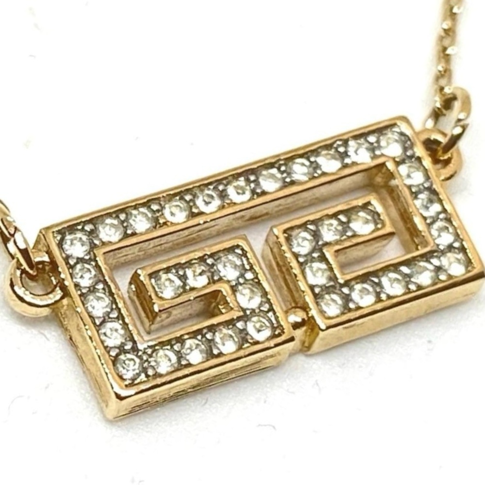 Authentic Givenchy Gold Plated Rhinestone Necklac… - image 2